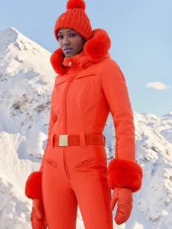 Goldbergh ANGELE FAUX BORDER Ski Suit Orange Clearance