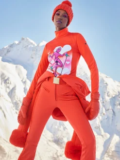 Goldbergh ANGELE FAUX BORDER Ski Suit Orange Clearance
