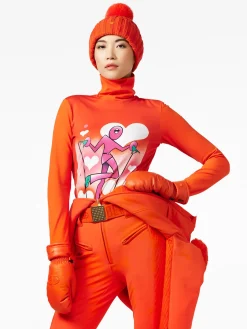 Goldbergh FEMME Long Sleeve Turtleneck Tee orange New