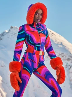Goldbergh LA FÊTE FAUX BORDER Ski Suit absinthe rainbow New