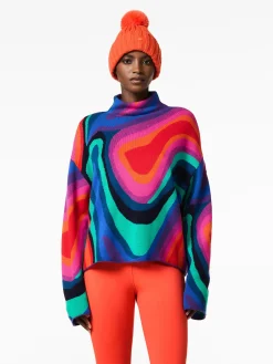 Goldbergh MARBRE Long Sleeve Knit Sweater absinthe rainbow Cheap