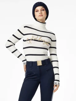 Goldbergh MIMI Long Sleeve Knit Sweater breton stripe cream/blue Flash Sale